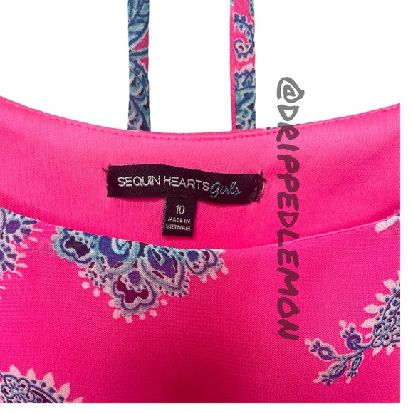 Sequin Hearts Girls Sz 10 Pink Ruffle Sleeveless Dress With Slip Church Dance 💃 - Picture 3 of 10